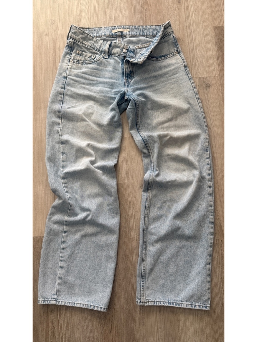 Levis Superlow Jeans Size W27 L32 Low Rise Baggy Straight Denim dirty light wash